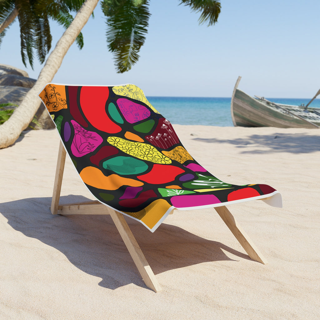 Abstract Colorful Pebble Beach Towel — Vibrant Summer Swim & Pool Towel