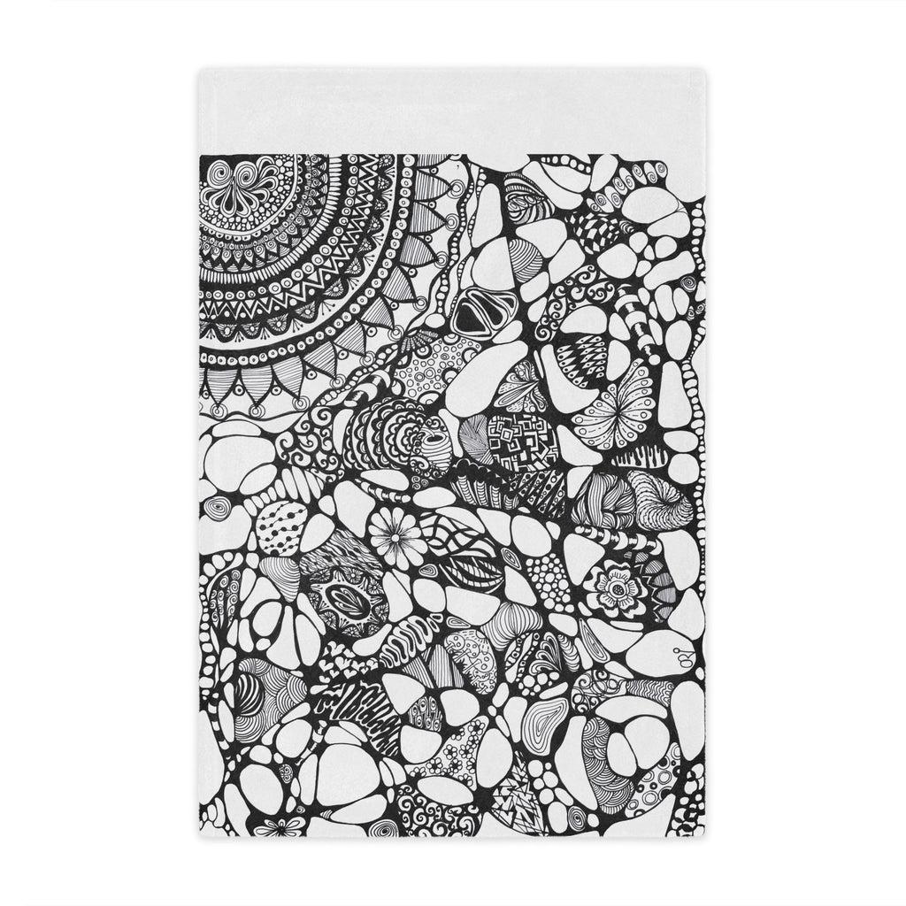 Minky Blanket — Black & White Hand-Drawn Doodle Mandala Throw