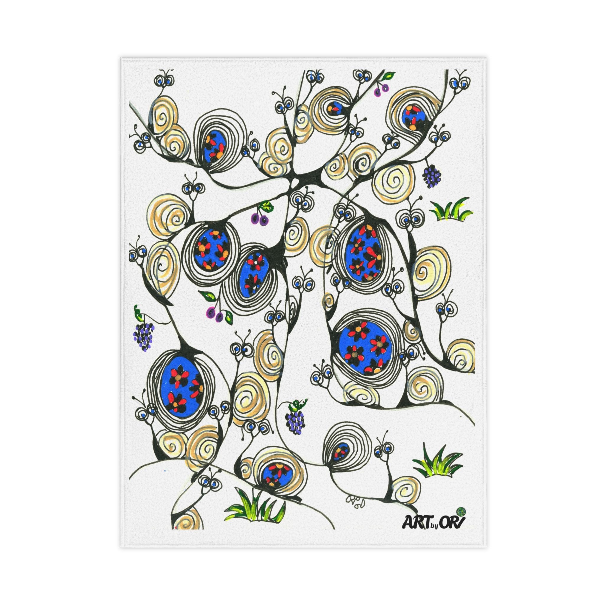 Toddler Blanket — Whimsical Floral Vine Art Blanket for Kids