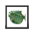 Green Doodle Fish Jewelry Box — Decorative Trinket Box for Ocean Lovers