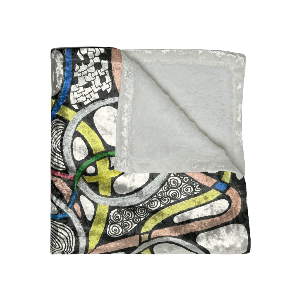 Crushed Velvet Blanket — Colorful Abstract Ribbon Pattern Throw for Living Room & Bedroom