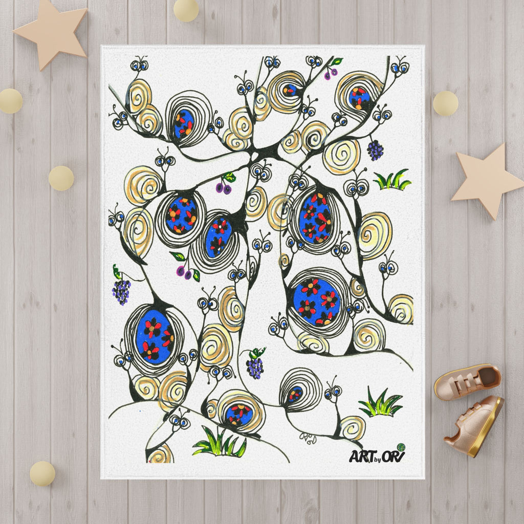 Toddler Blanket — Whimsical Floral Vine Art Blanket for Kids
