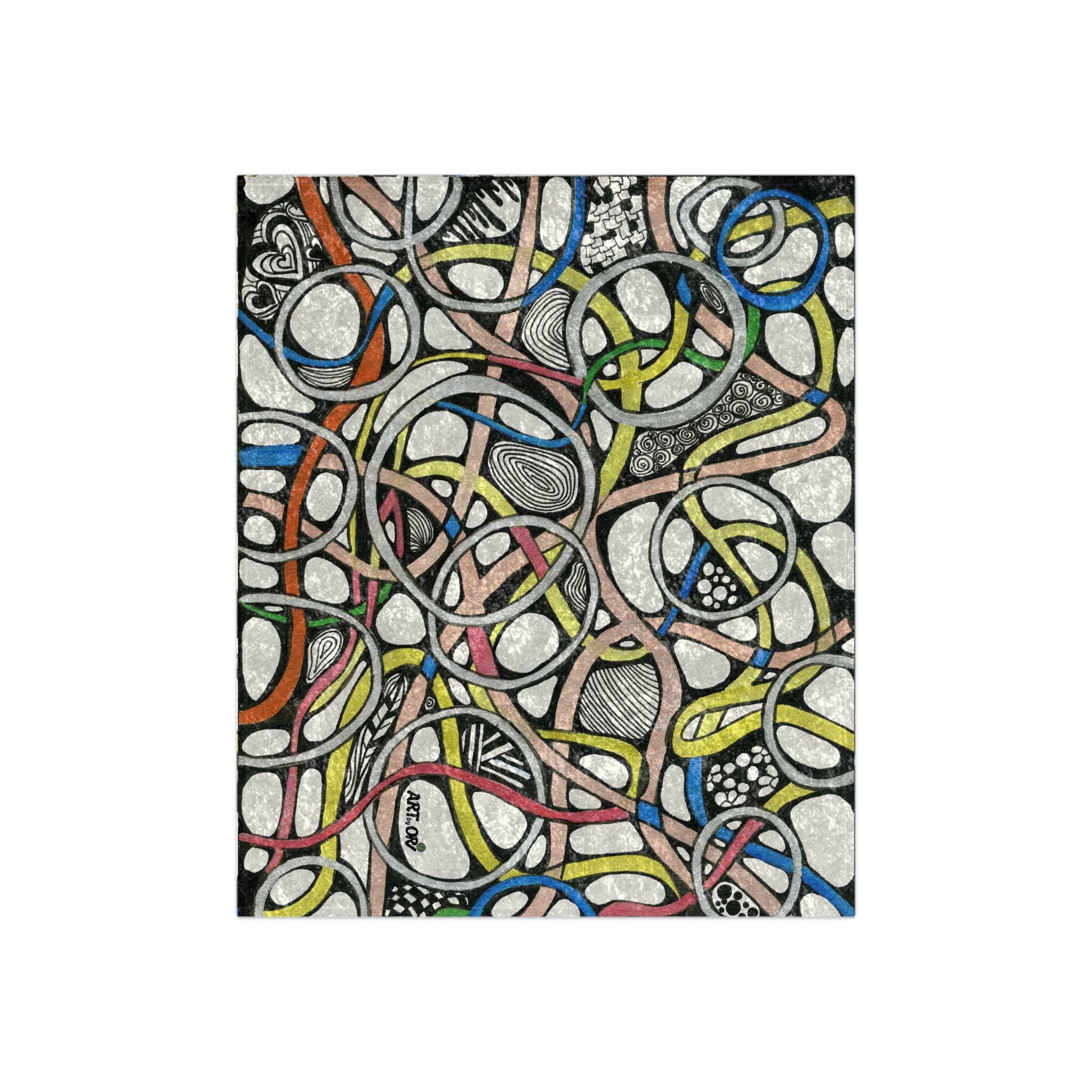 Crushed Velvet Blanket — Colorful Abstract Ribbon Pattern Throw for Living Room & Bedroom