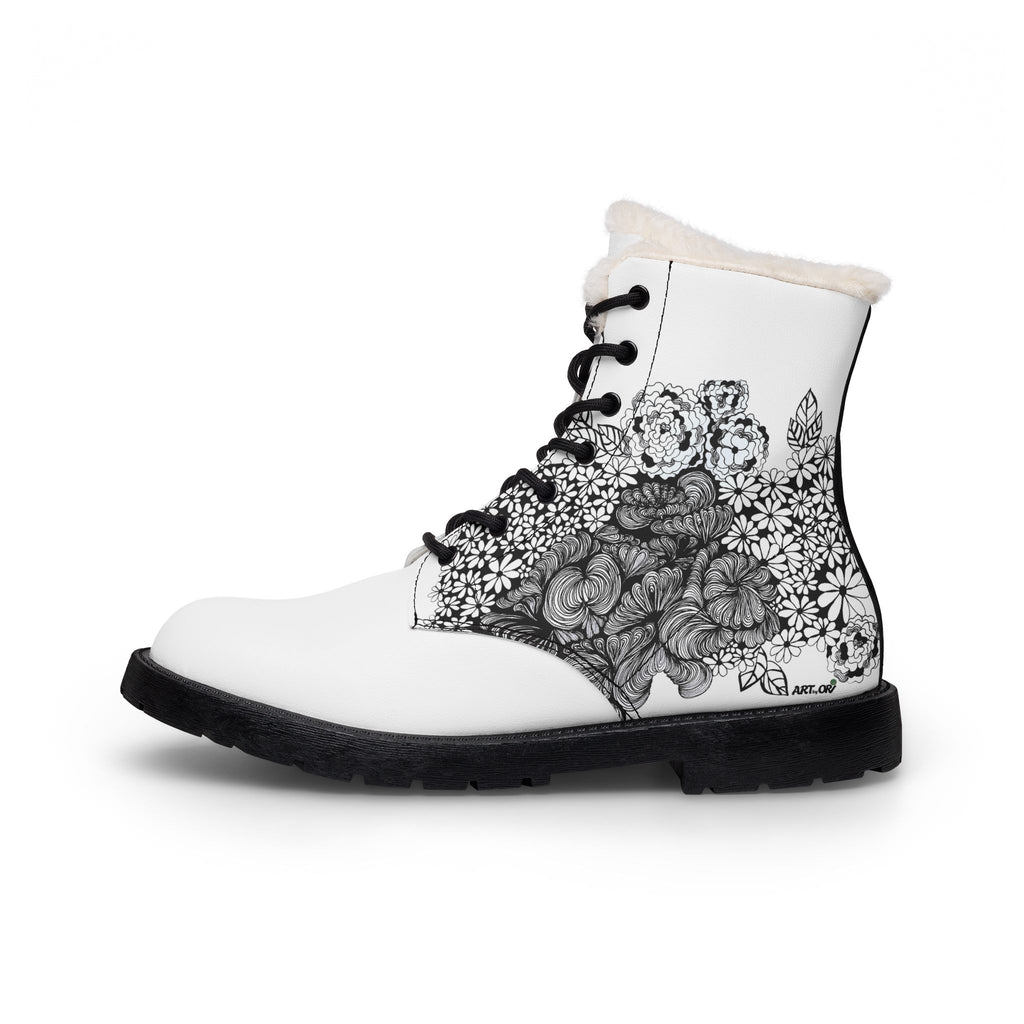 Flowery Lines Combat Boots - Original Art Print