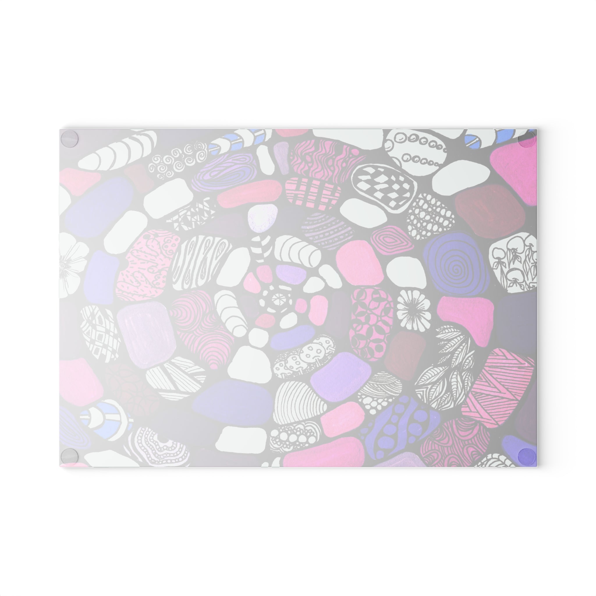 Spiral Pebble Glass Cutting Board — Pink & Purple Abstract Kitchen Decor