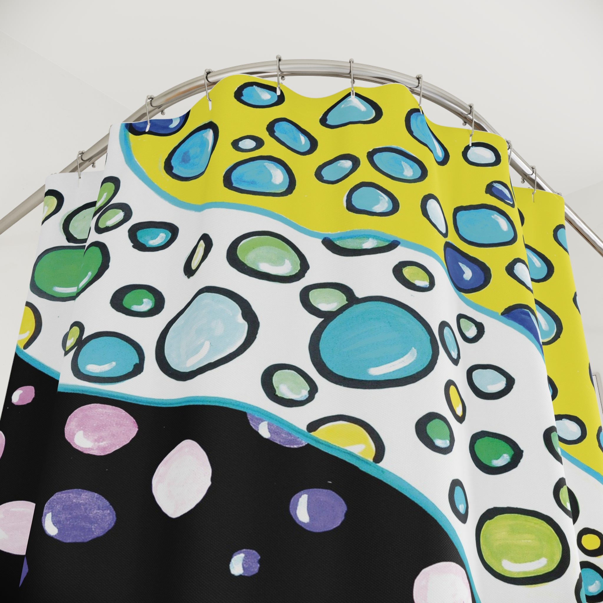 Abstract Bubble Wave Shower Curtain — Colorful Pop Art Bathroom Decor