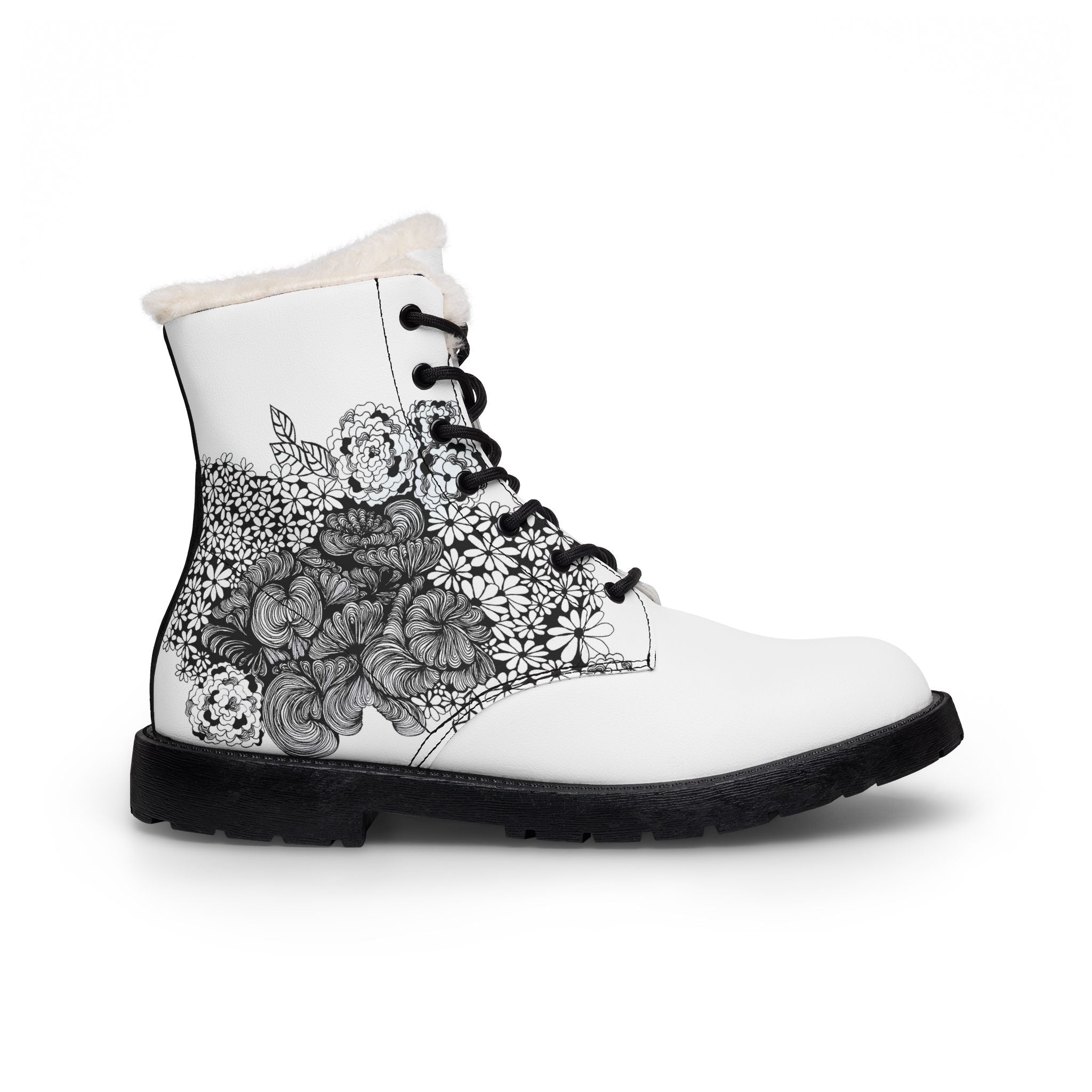 Flowery Lines Combat Boots - Original Art Print