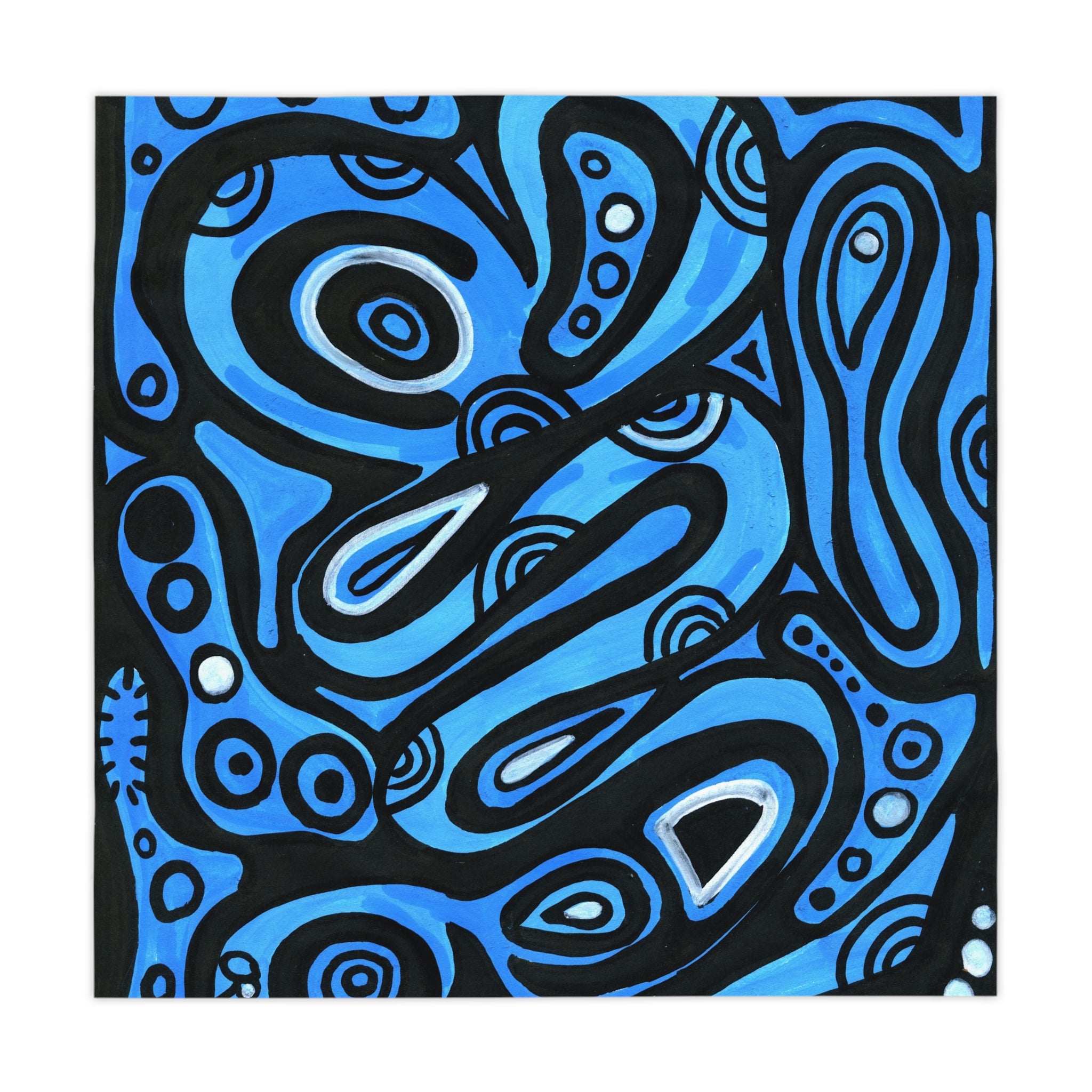Blue Abstract Swirl Tablecloth — Bold Modern Geometric Table Cover