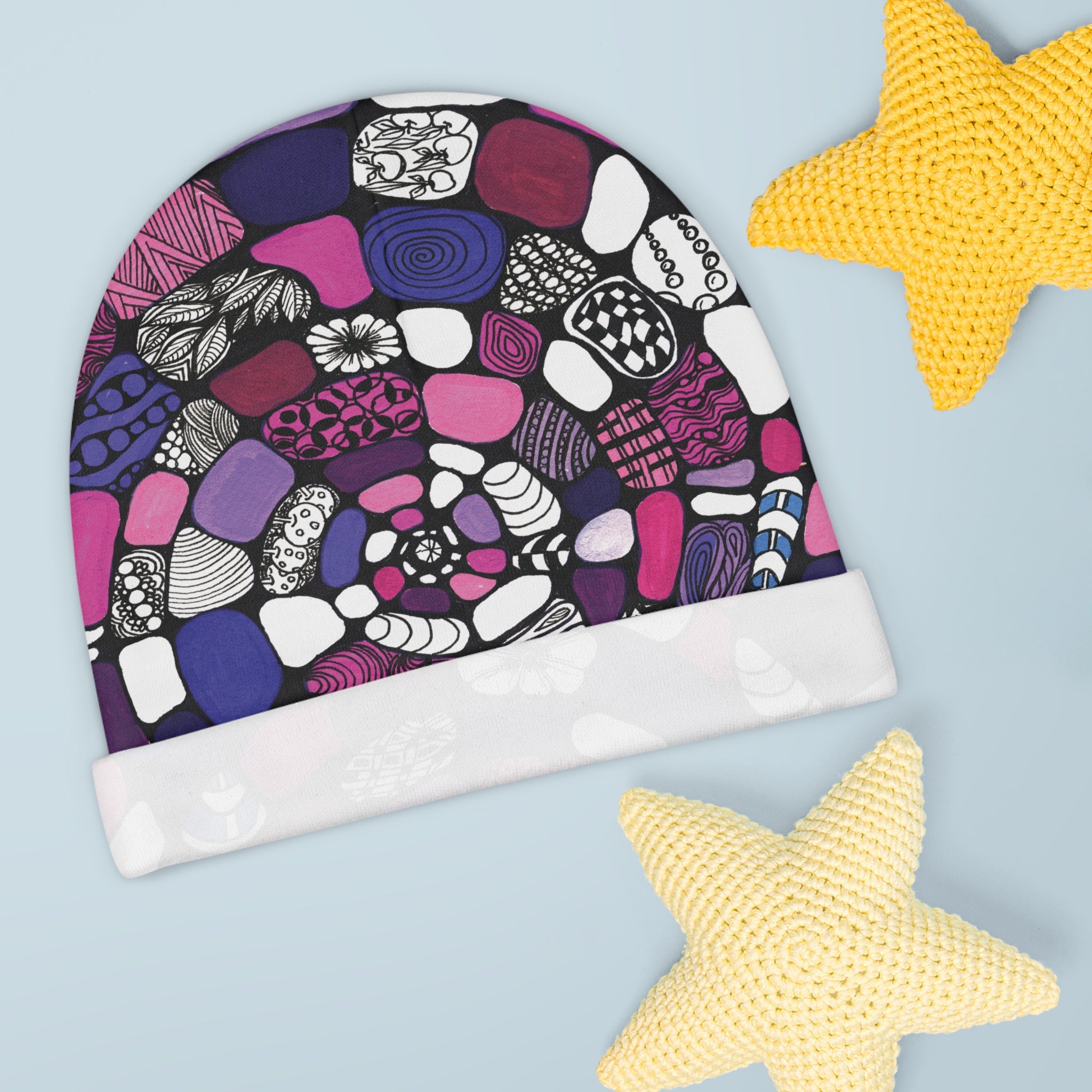 Purple Maze - Baby Beanie with Original Art by Ori Dinur
