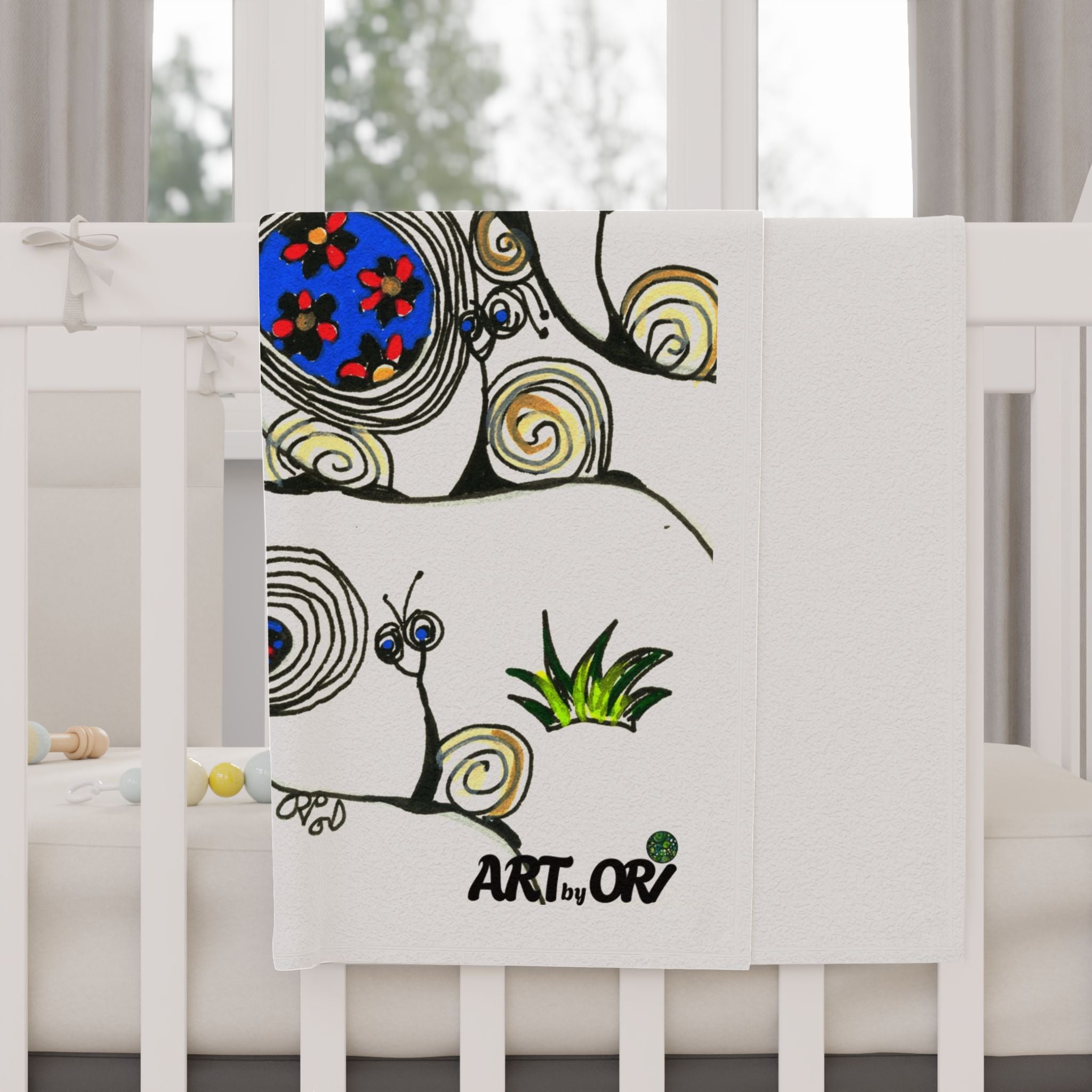 Toddler Blanket — Whimsical Floral Vine Art Blanket for Kids
