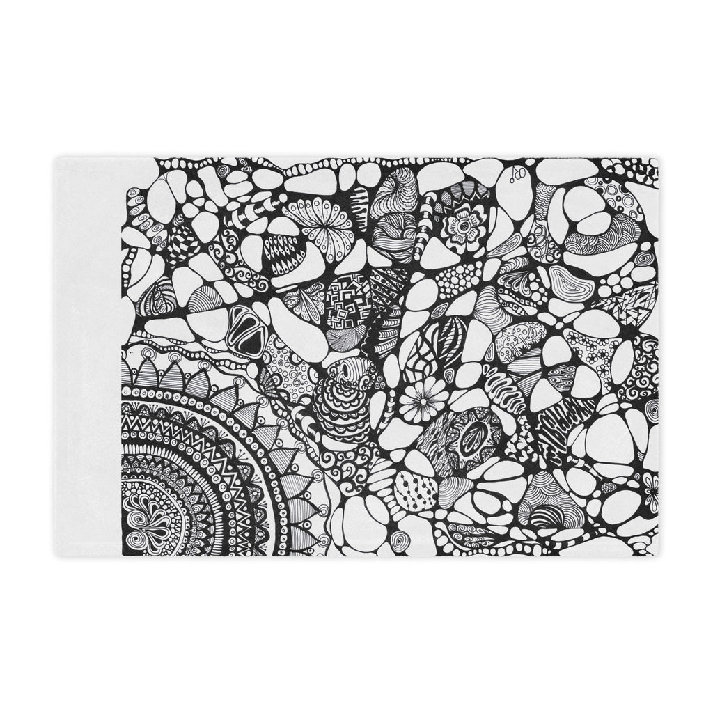 Minky Blanket — Black & White Hand-Drawn Doodle Mandala Throw