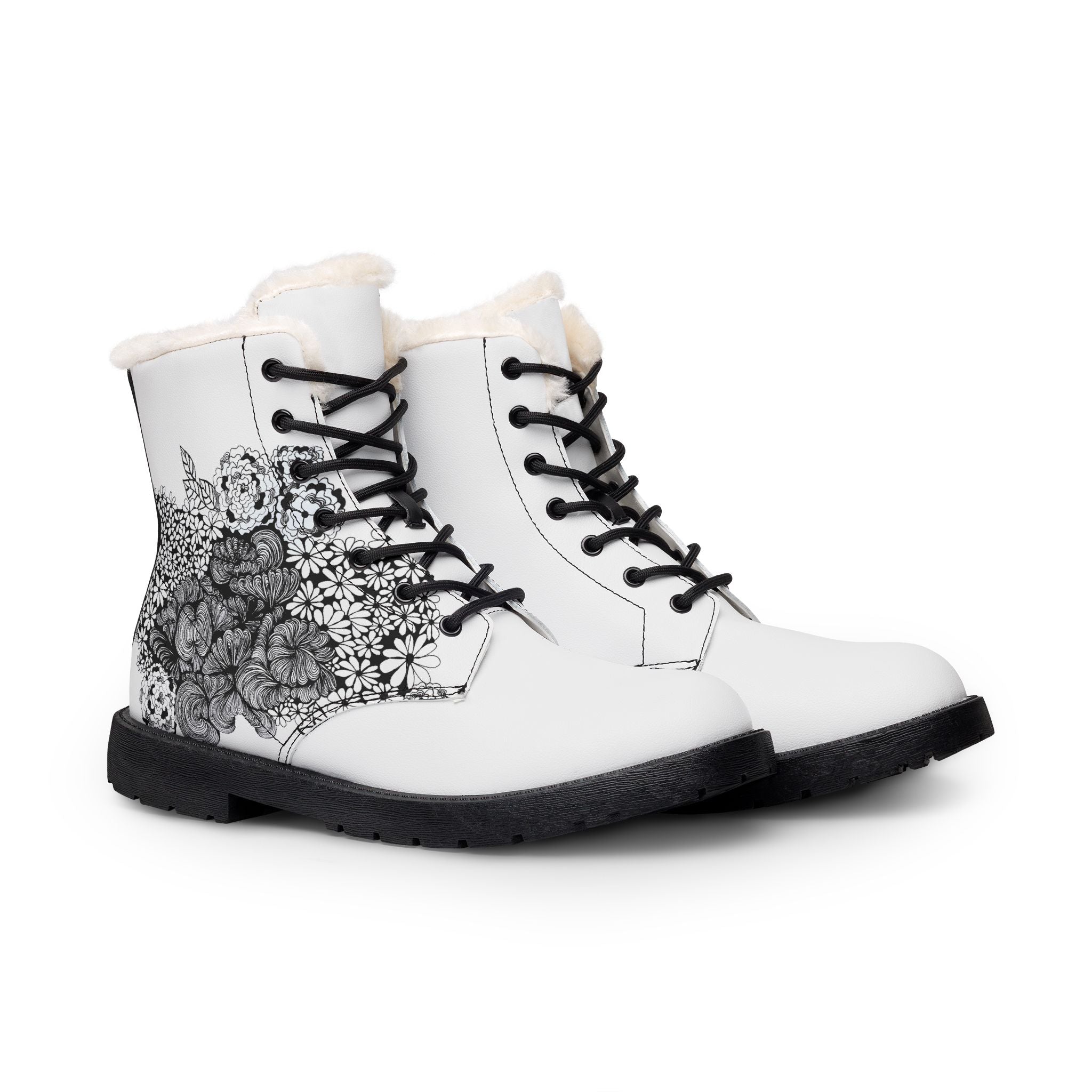 Flowery Lines Combat Boots - Original Art Print