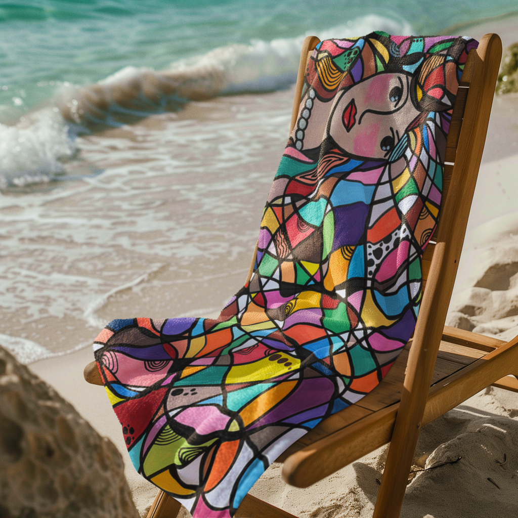 Hair Thoughts Beach Towel - Original art print