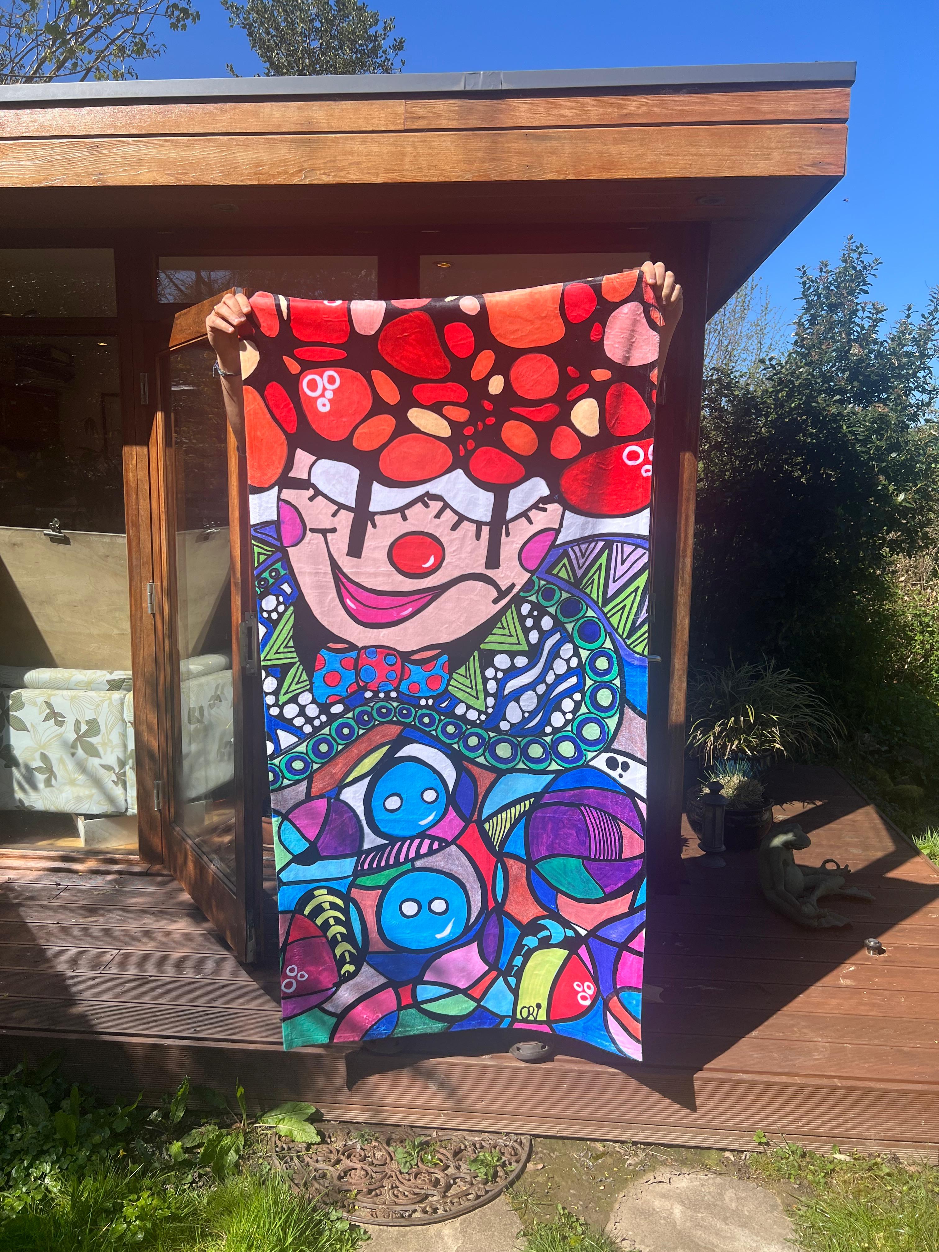 Clowning Around Beach Towel - Original Art Print