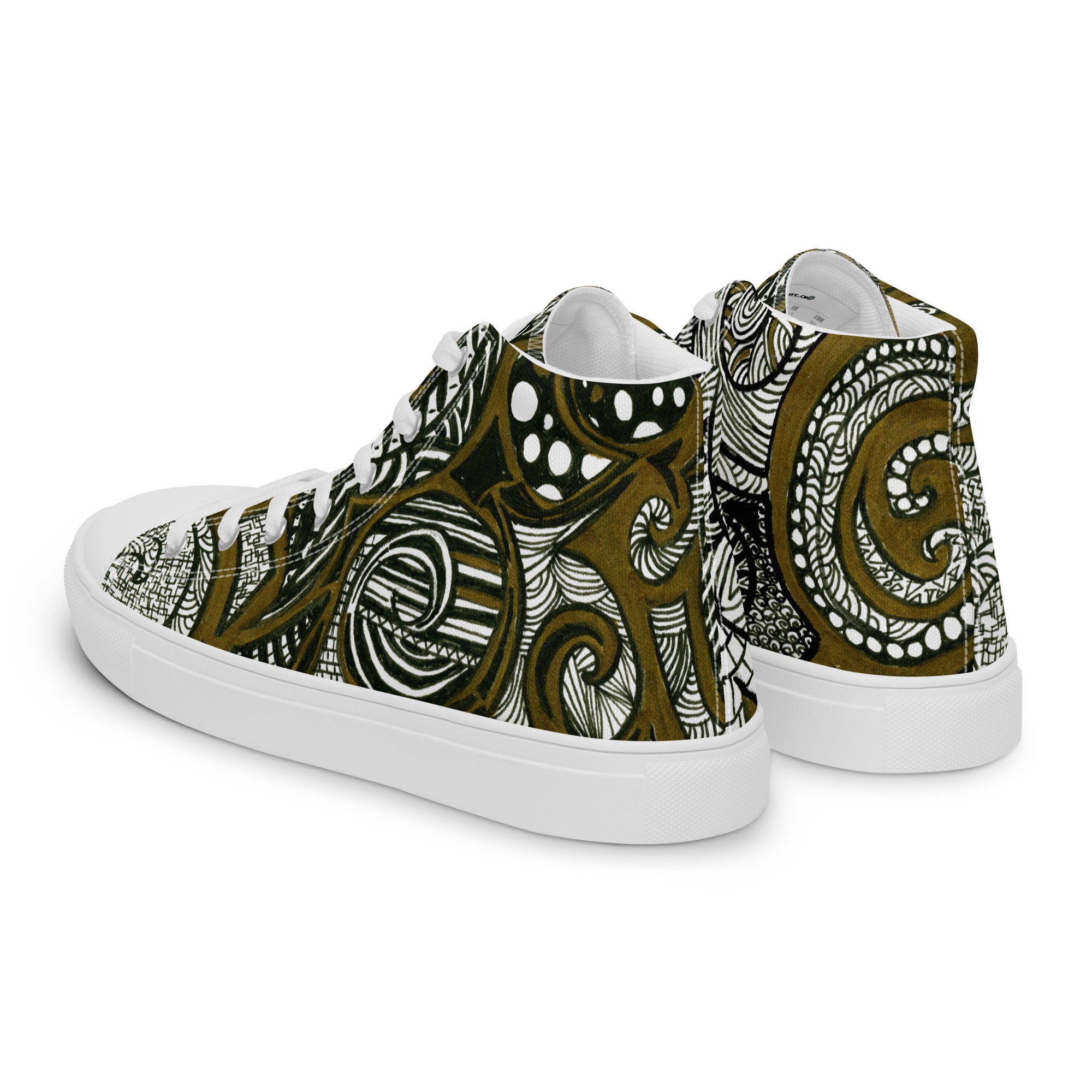 Bronze Whispers Men's high top canvas shoes - Original Art by Ori